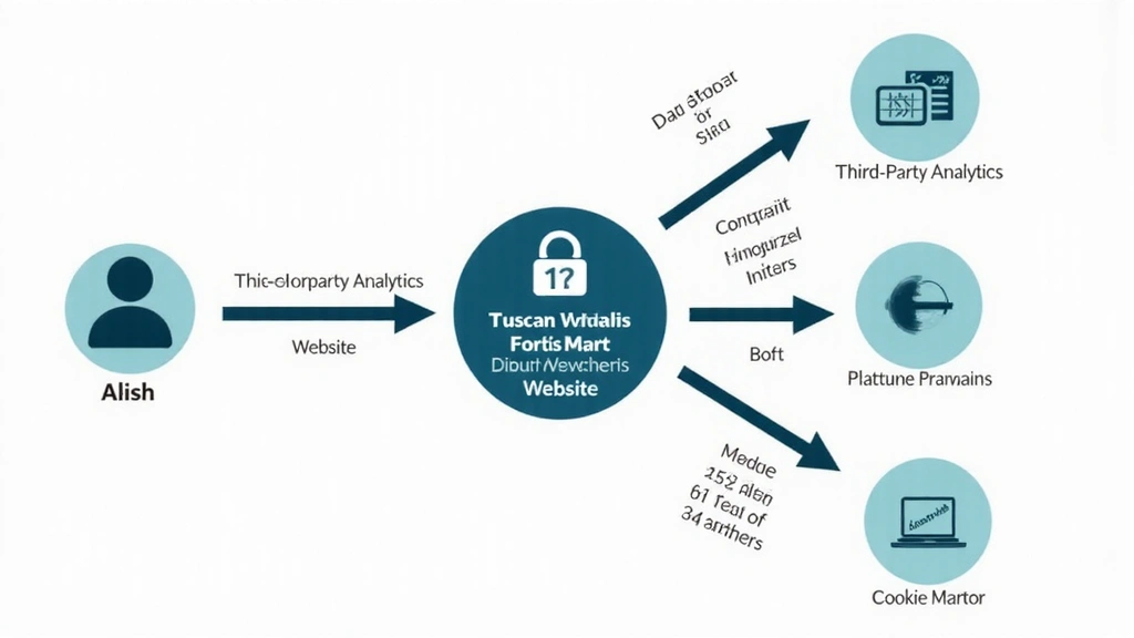 Diagramma che mostra il flusso di dati tra il browser dell'utente, il sito di TuscanVerdoFortisMart e servizi di terze parti per i cookie